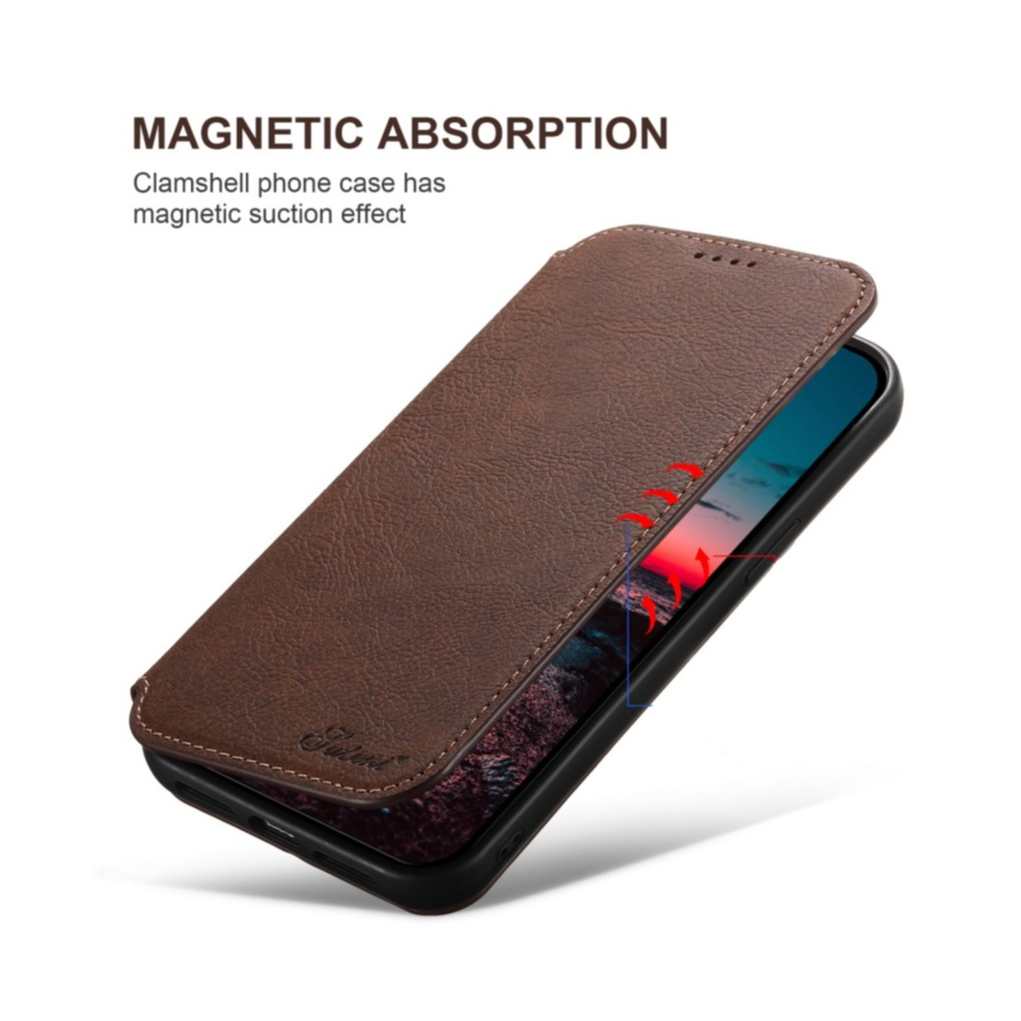 iPhone 13 Pro MagSafe Leder Tasche Flip Wallet Cover mit Kartenfächer - Dunkelbraun