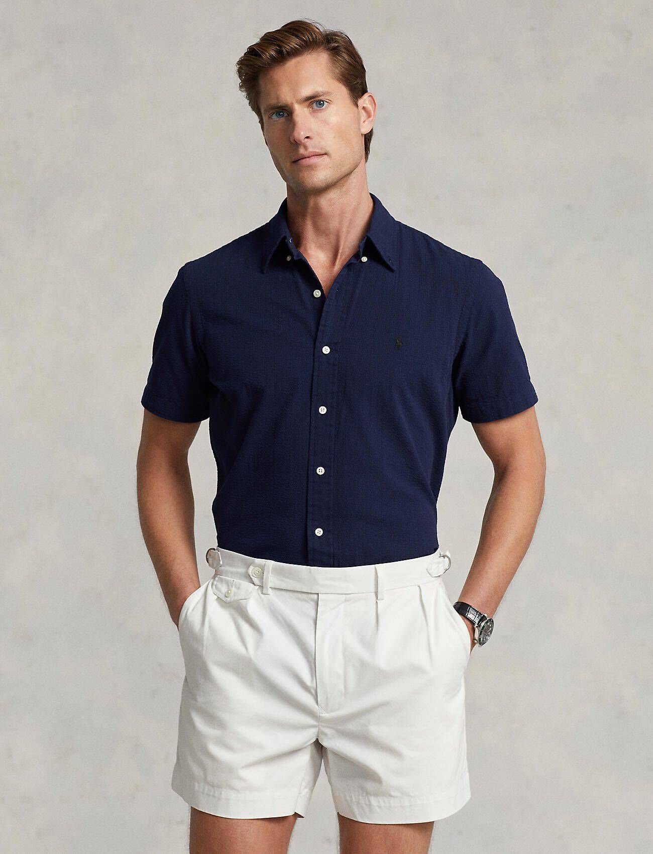 Polo Ralph Lauren| Herren Hemd Kurzam CUSTOM FIT SEERSUCKER