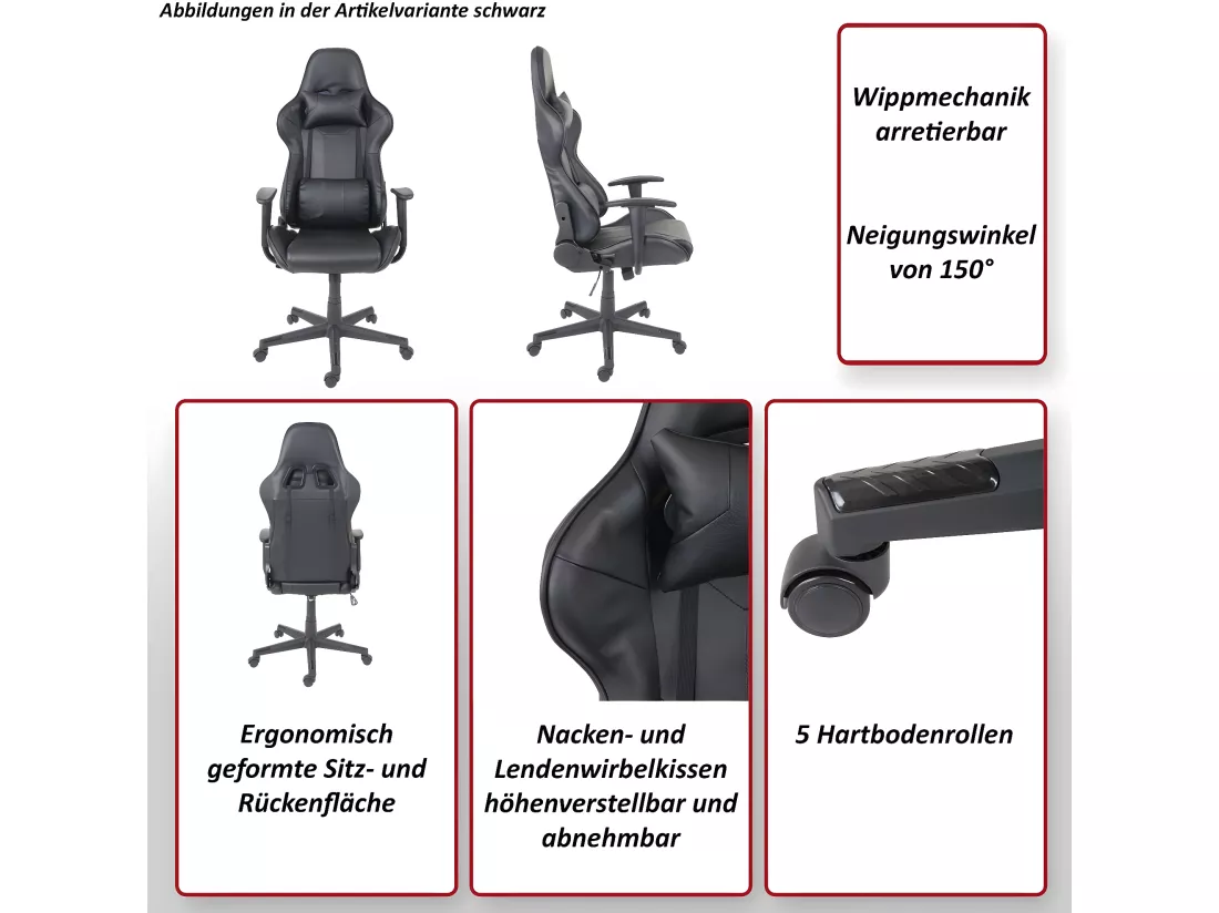 Chaise de bureau MCW-F84, noir