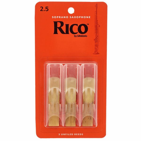 DAddario Woodwinds Rico Soprano Sax 2.5 - 3-Pack
