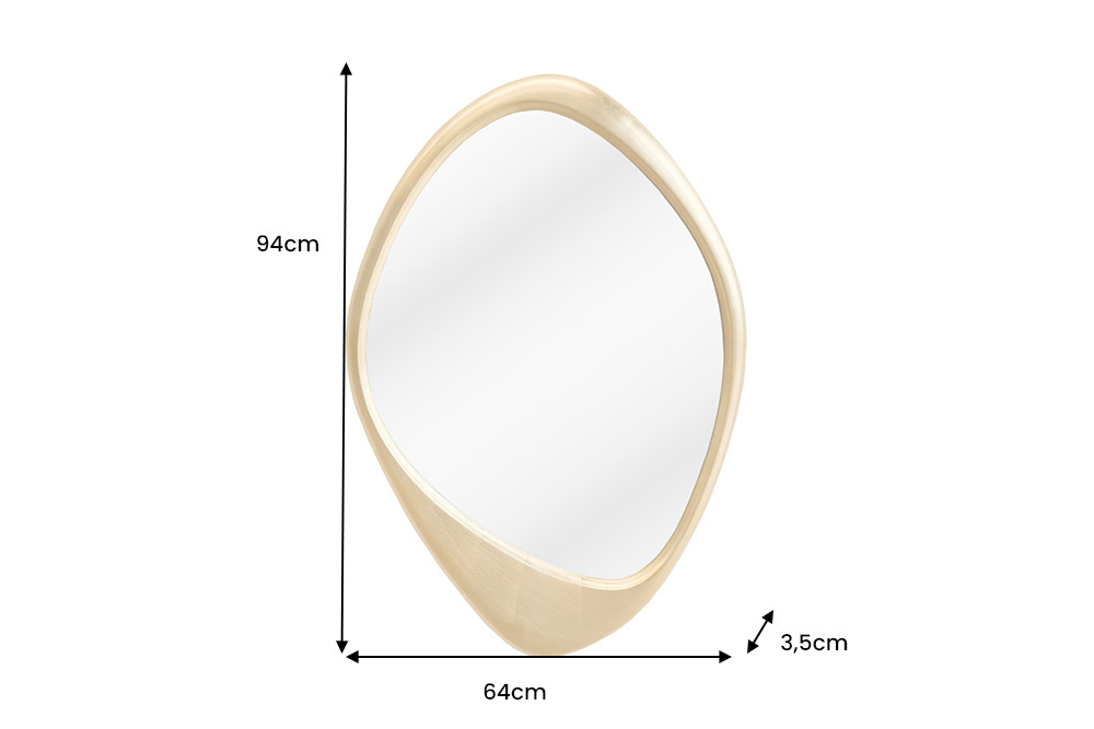 Asymmetrischer Wandspiegel ORGANIC 95cm gold flexibel aufhängbar