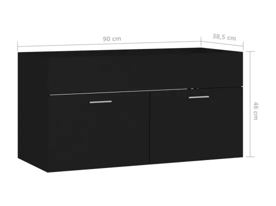 Armoire d'évier Noir 90x38,5x46 cm Bois d’ingénierie