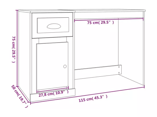 Bureau avec tiroir chêne fumé 115x50x75 cm bois d'ingénierie