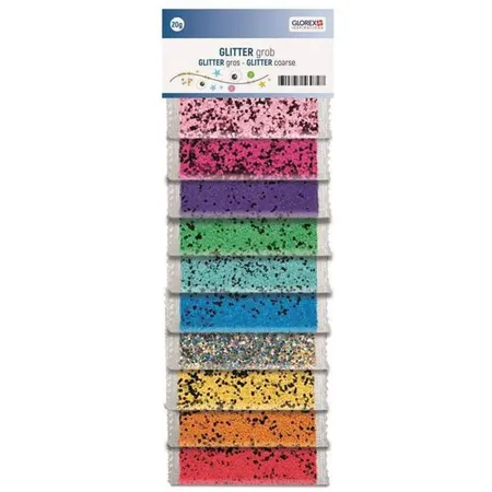 Glorex Glitter grob, sortiert in 10 leuchtkräftigen Farben, 20 g