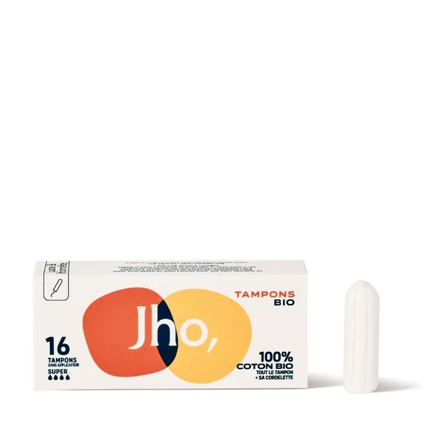 Jho Tampons super sans applicateur Bio 16 tampons en coton bio par boîte