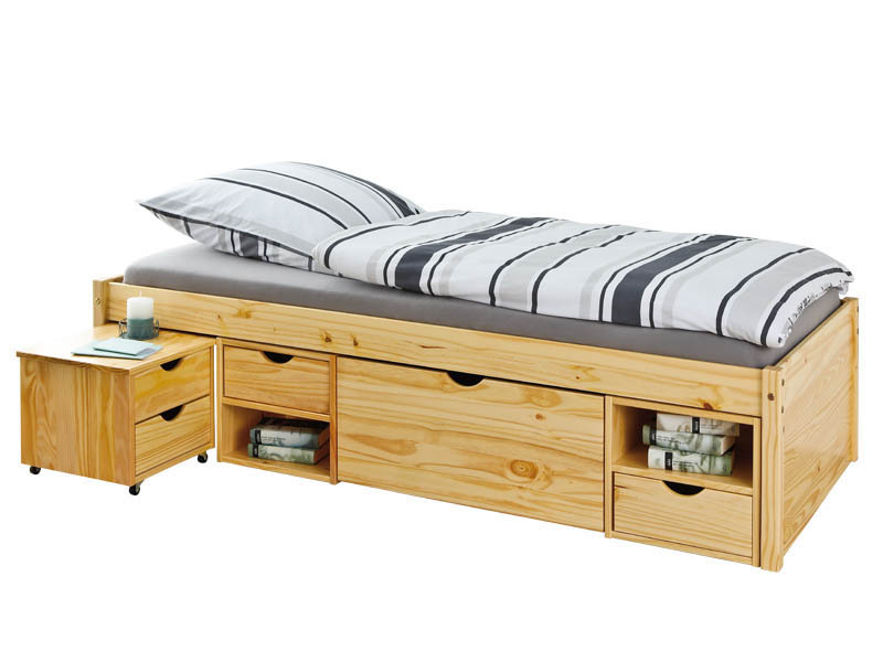 Stauraumbett CLAAS - natur - Massivholz - 90x200 cm