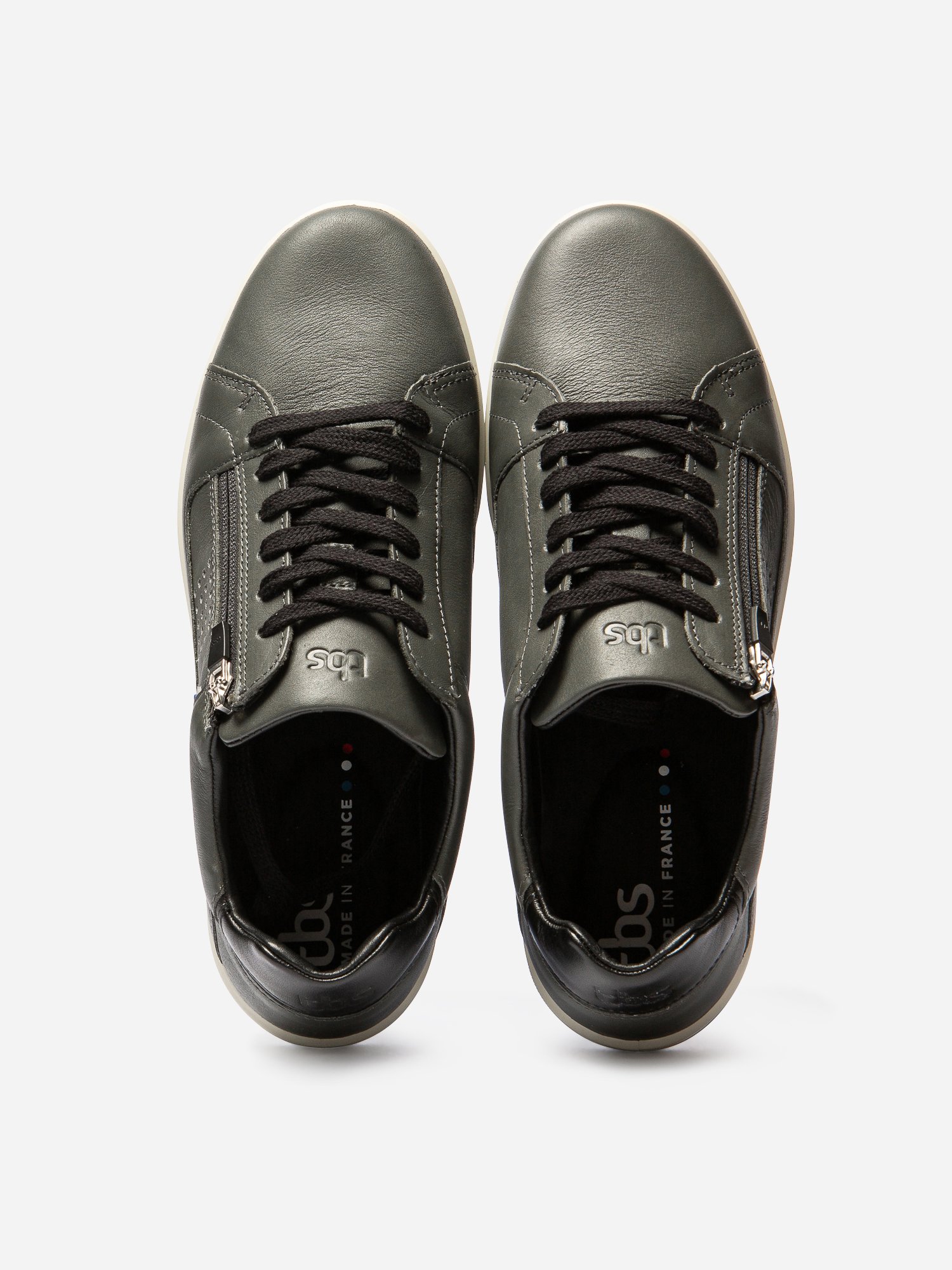 Baskets Homme Fabriquées en France Dessus Cuir Gris Anthracite