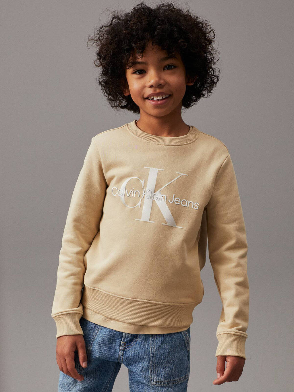 Calvin Klein sweater Terry met logo kaki