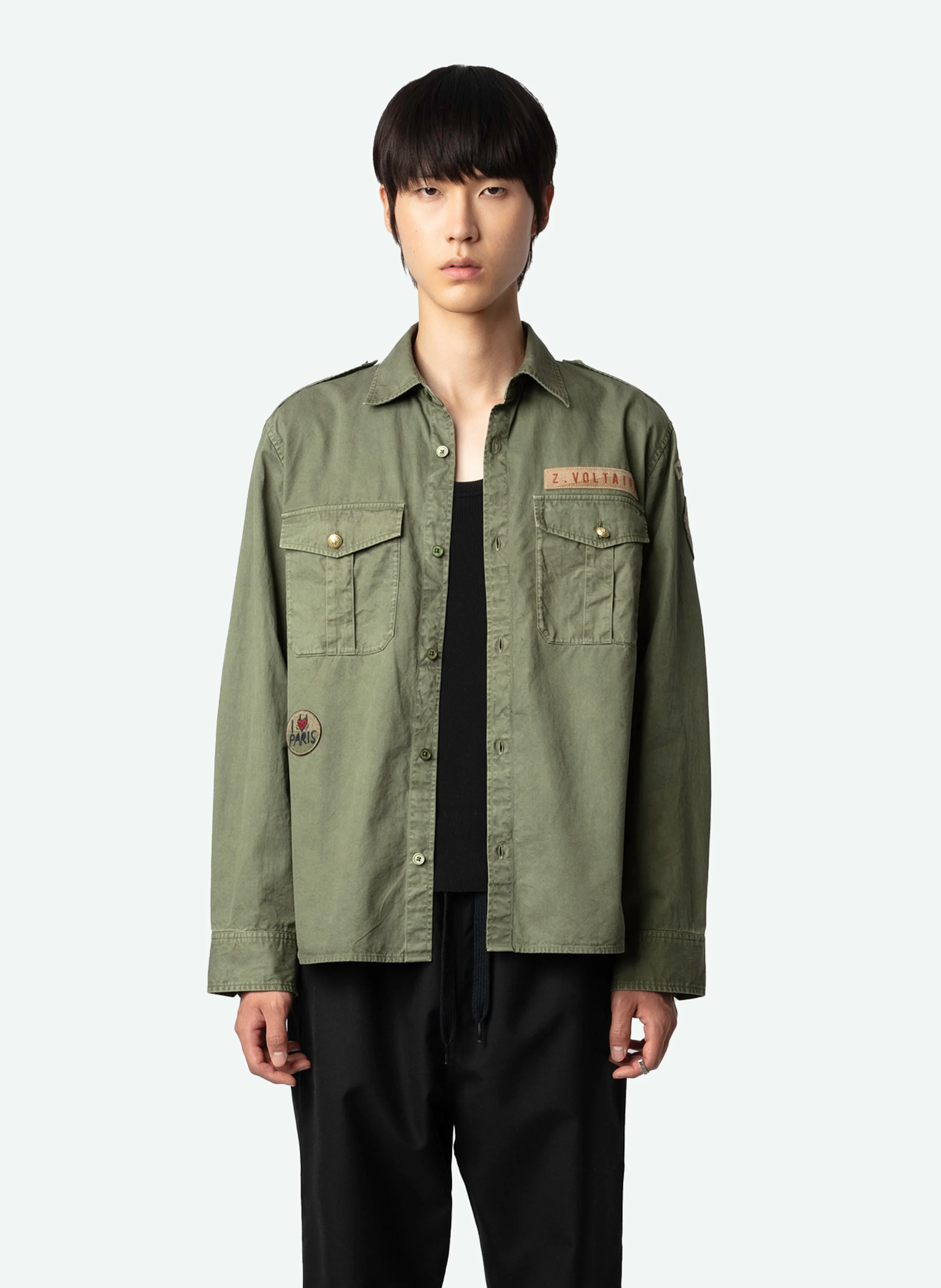 TASKAL - Chemise col classique en coton mélangé | Vert