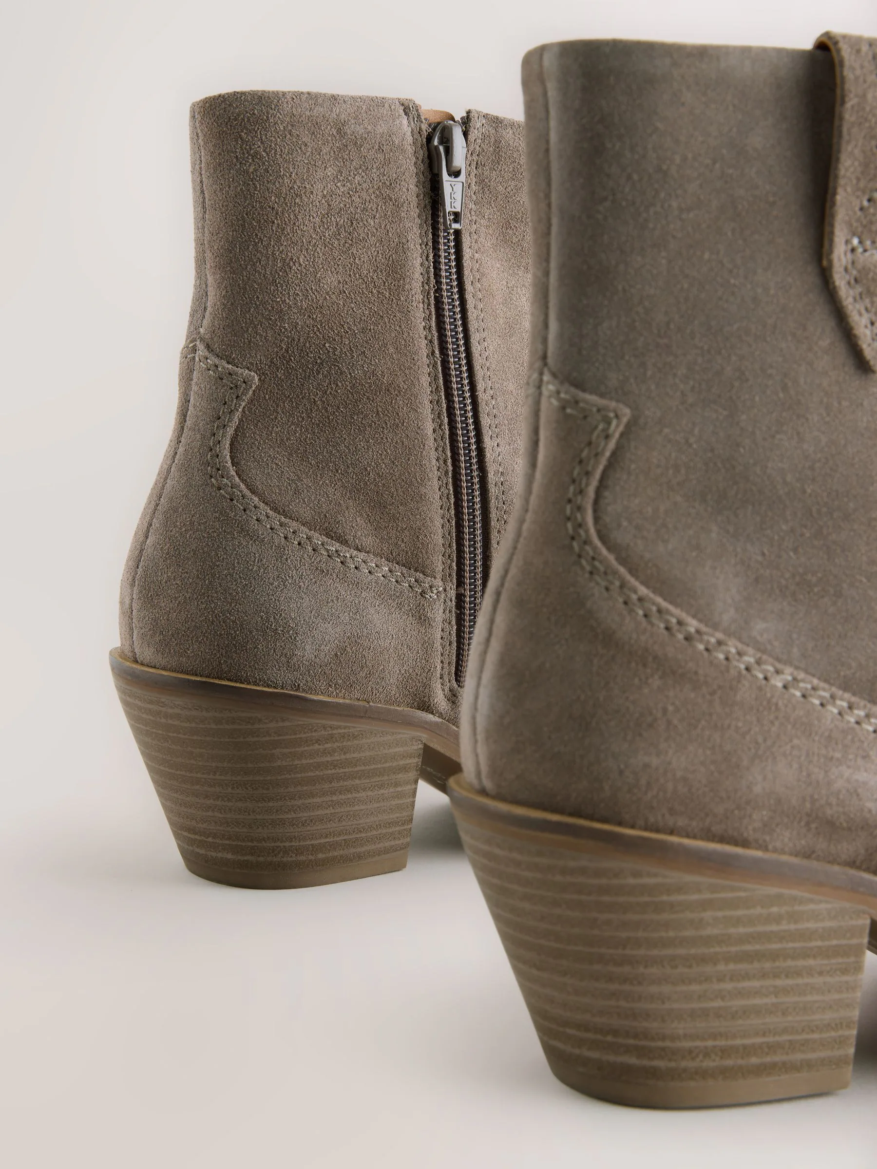 Nertsgrijs/bruin - Cowboy Block Heel Ankle Boots