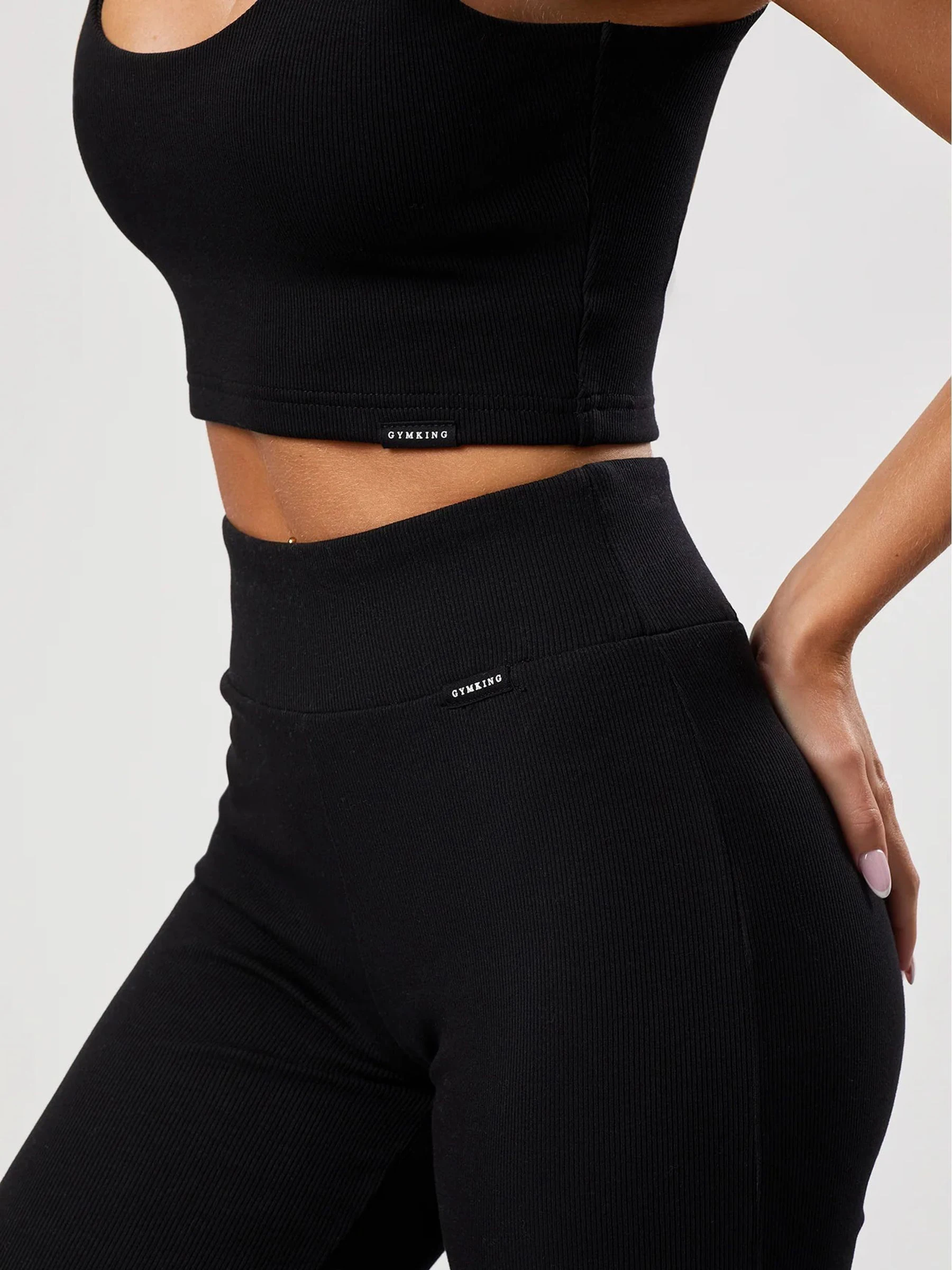 Zwart - Gym King 365 Rib Flared Leggings