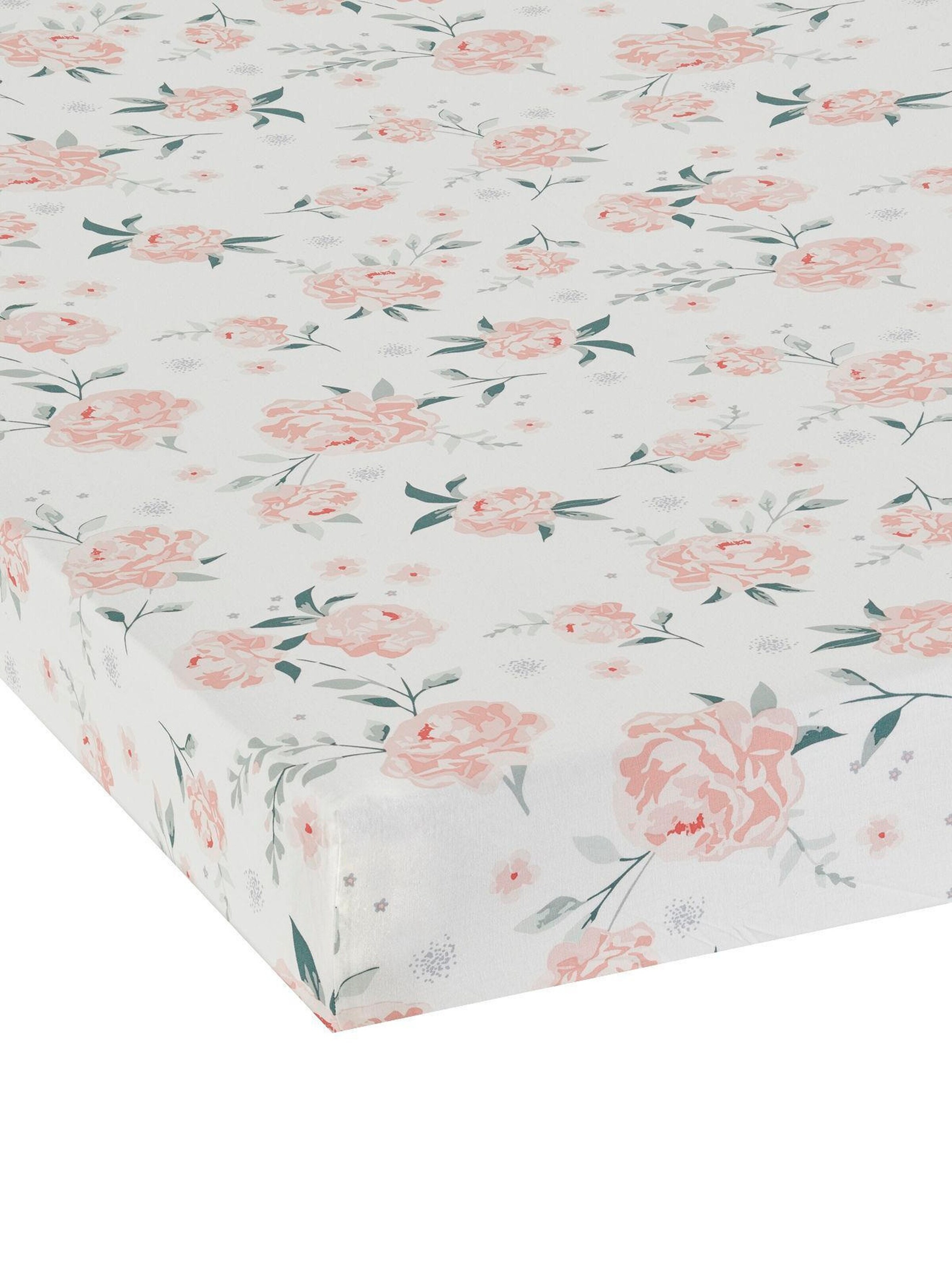 Vertbaudet Kinder Spannbettlaken ROSENTRAUM wollweiß/rosa