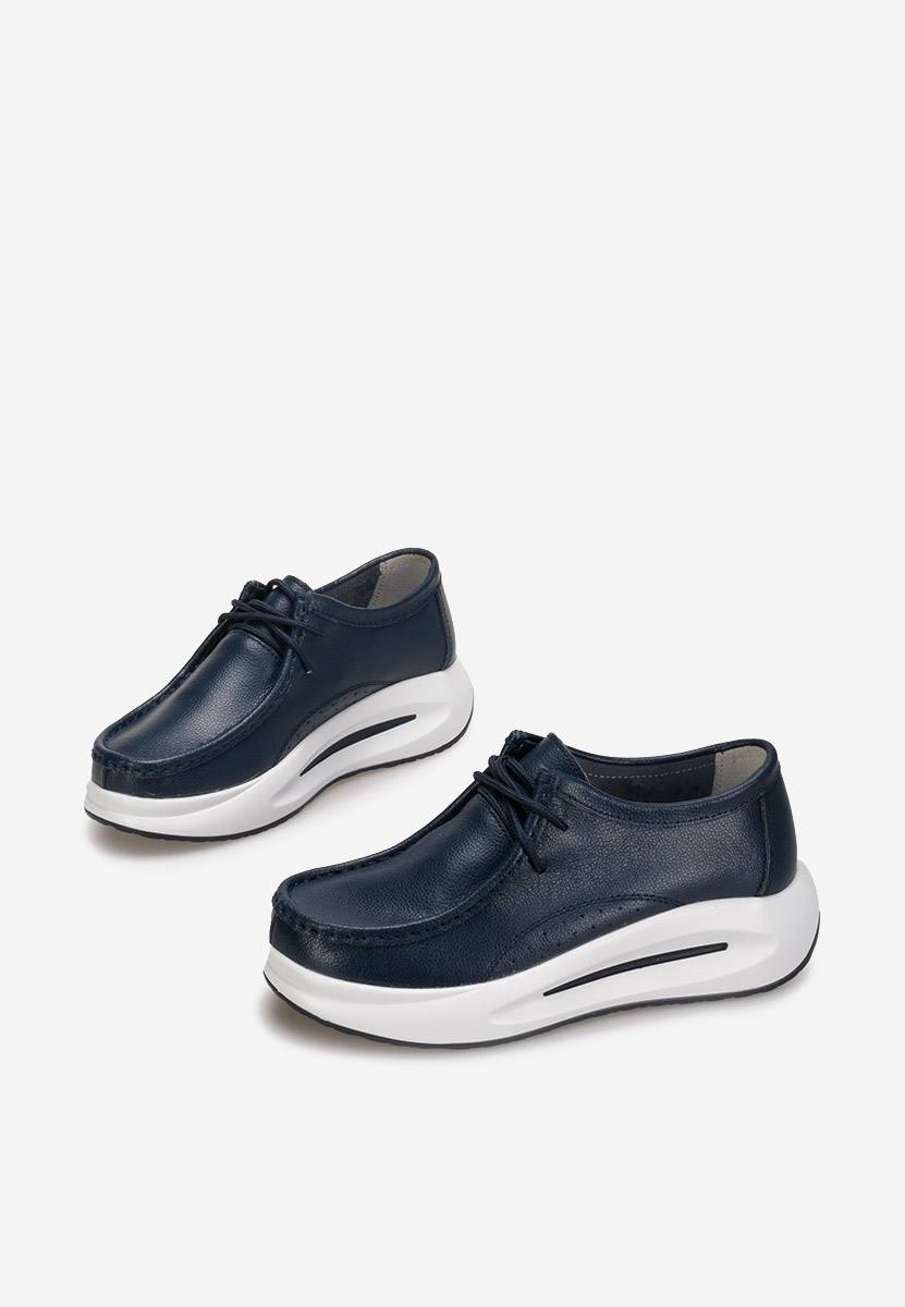 Mocassins femme en cuir marine Albeida V2