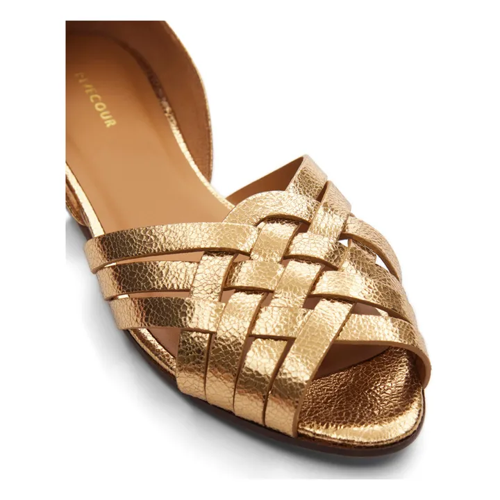 Rivecour Sandales Cuir Craquelé n°64 | Gold