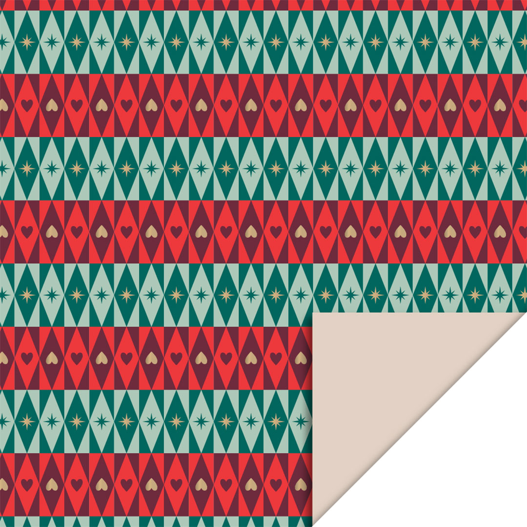 house of products inpakpapier kerstmis festive green - beige - 3 m
