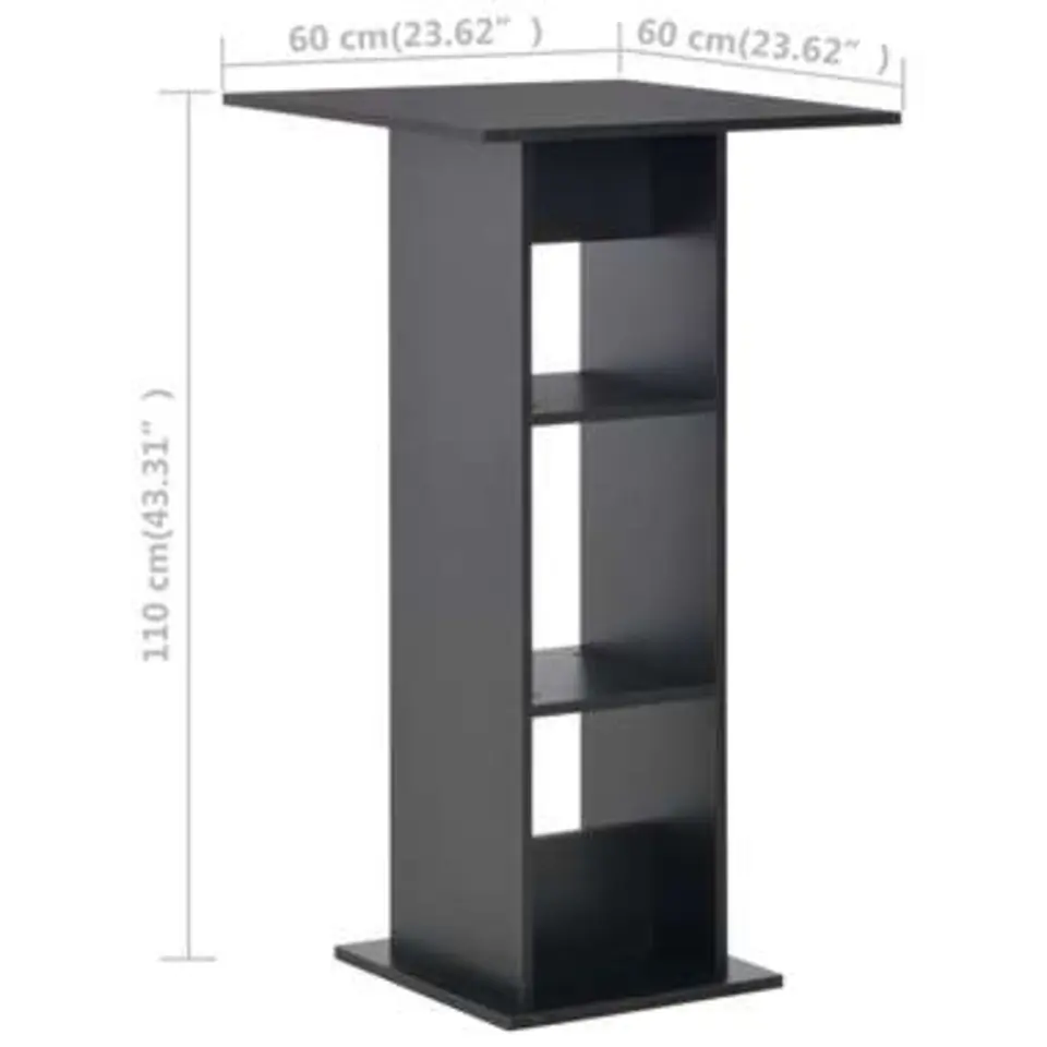 vidaXL - Bartafel - Zwart - Bewerkt hout