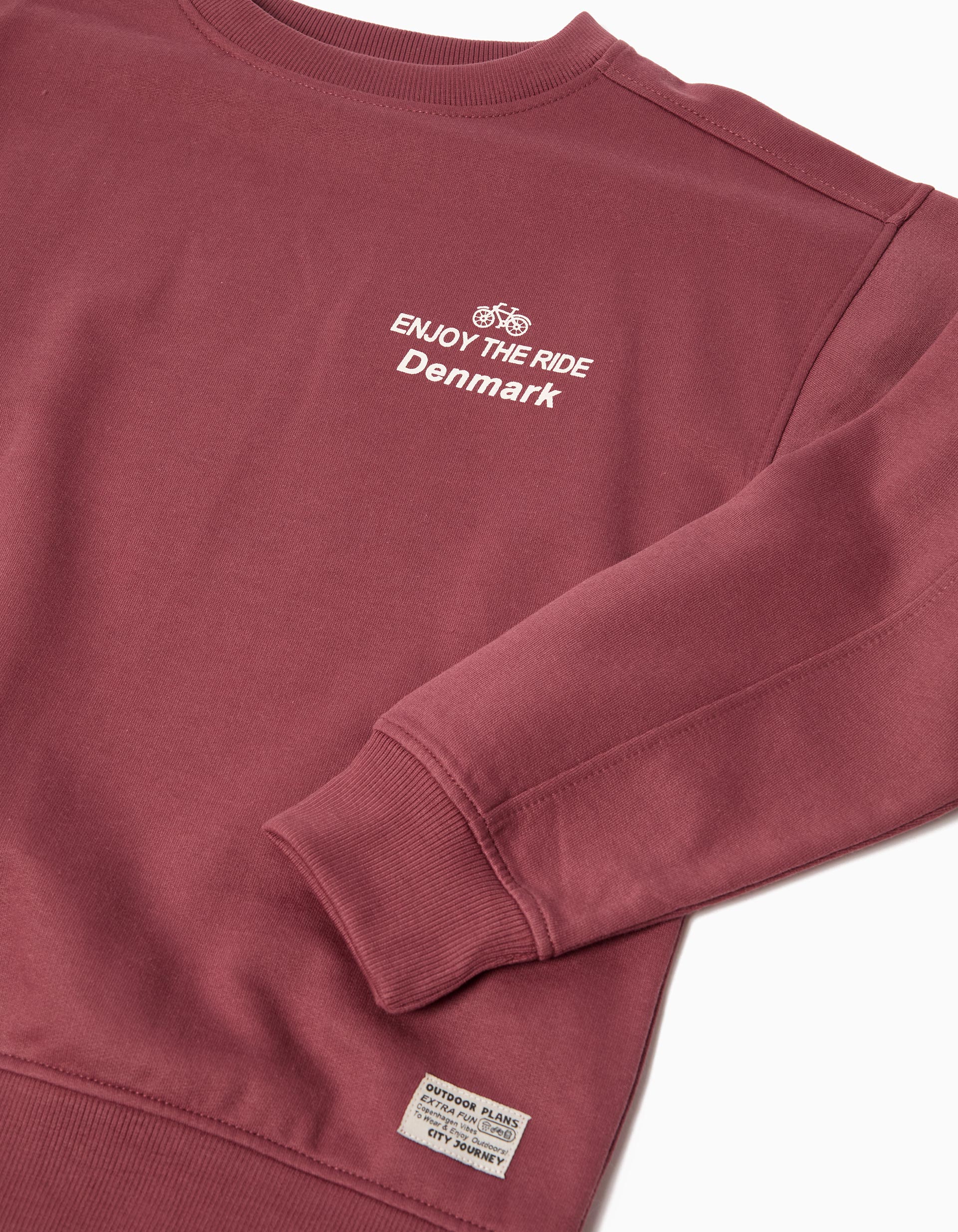Sweatshirt de Felpa, Menino, Vermelho Escuro
