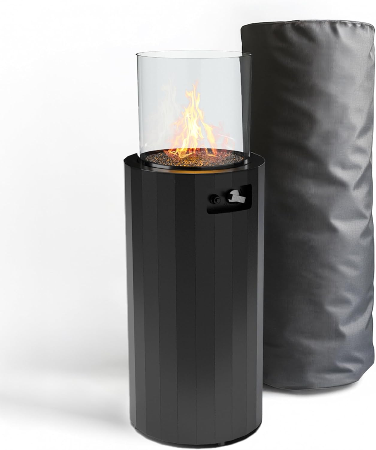 Planika BINO Outdoor-Gaskamin Tragbarer Terrassenheizer und Freistehender, Propan Heizpilz für Ihren Garten und Terrasse mit Schutzabdeckung