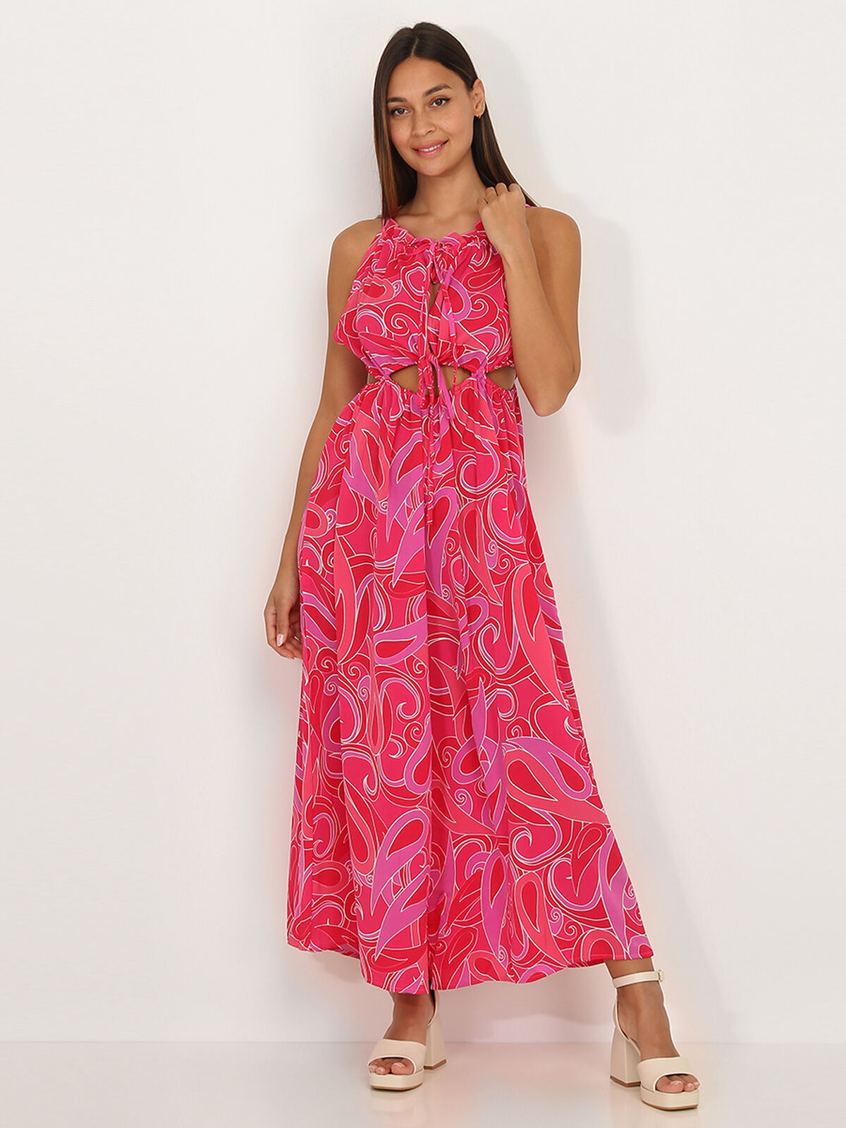 Combinaison cut out à motif cachemire- Rose