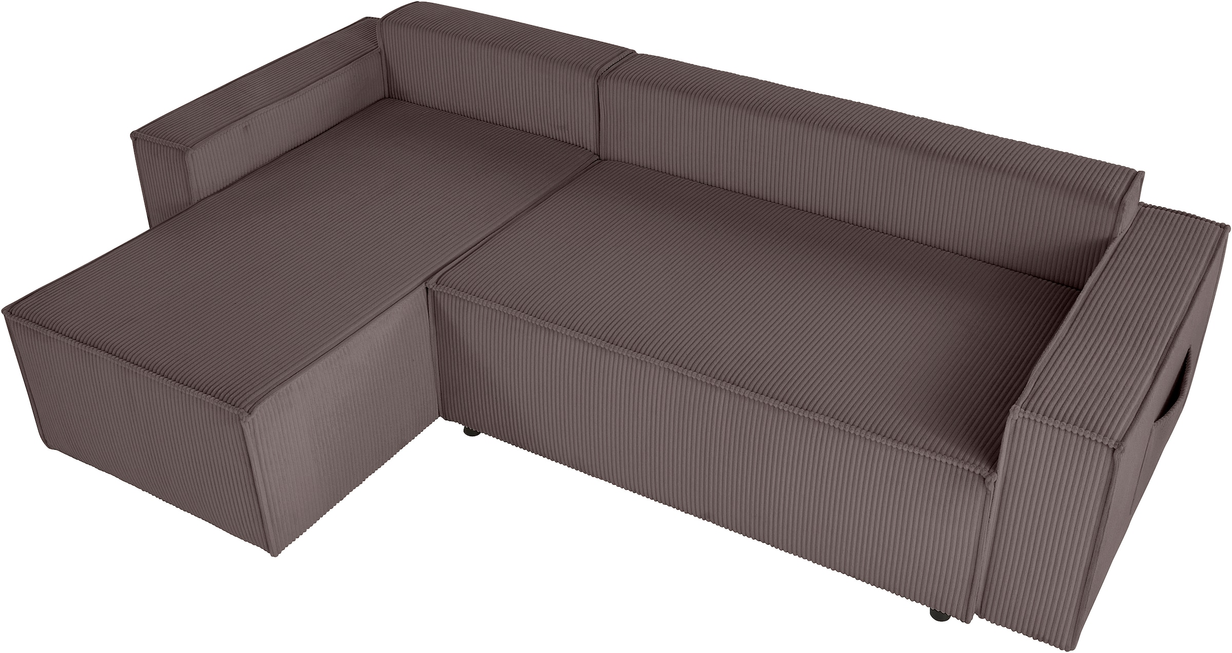 GOODproduct Ecksofa »CASSI, 241cm, L-Form, Schlafsofa, Bettkasten, Boxspringfederung, Cord« Schlaffunktion (133/200) ,Bettkasten, Recamiere links/rechts, Cord