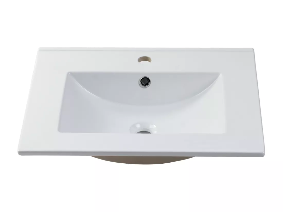 Meuble de salle de bain suspendu strié avec vasque à encastrer - Naturel clair et noir - 60 cm - MADELA