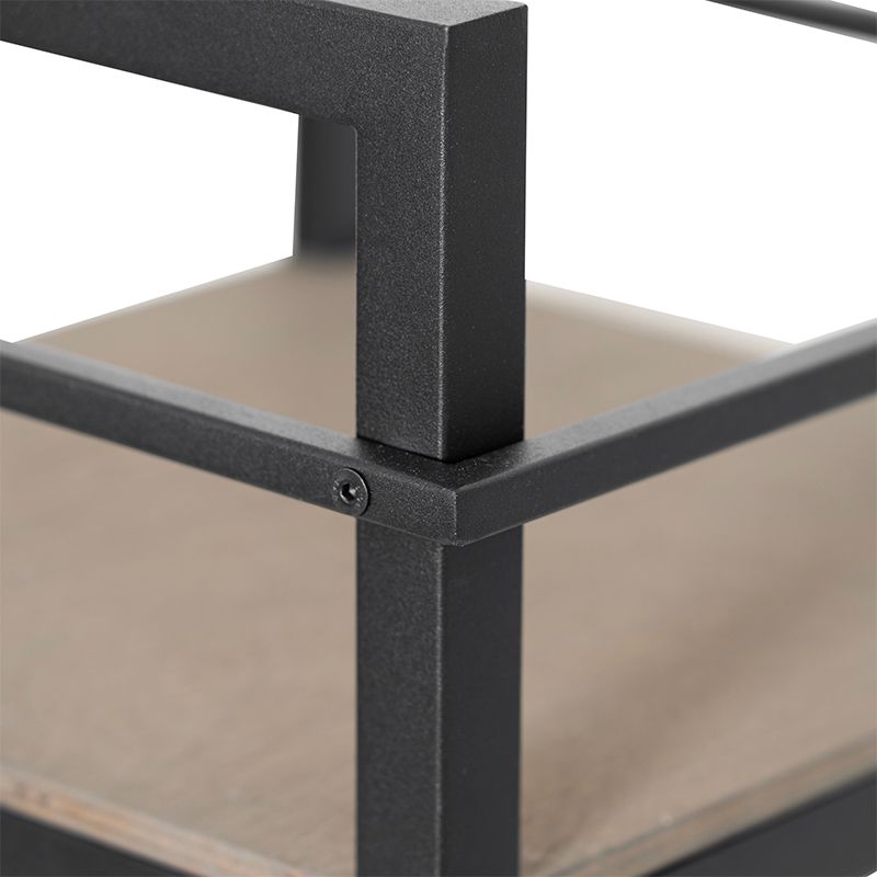 Industriële vloerlamp zwart met hout - Cage Rack