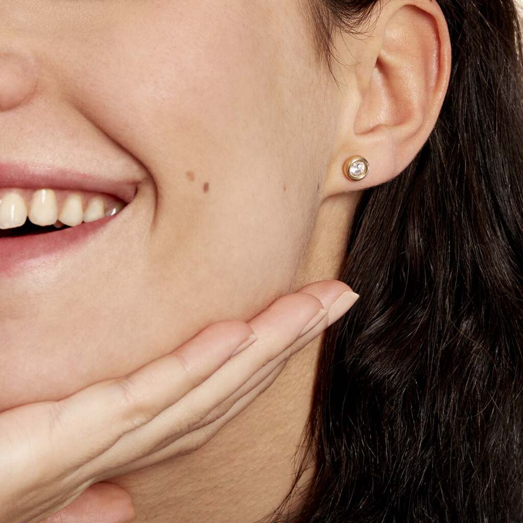 Boucles D'oreilles Puces Eden Serti Pneu Or Jaune Oxyde De Zirconium