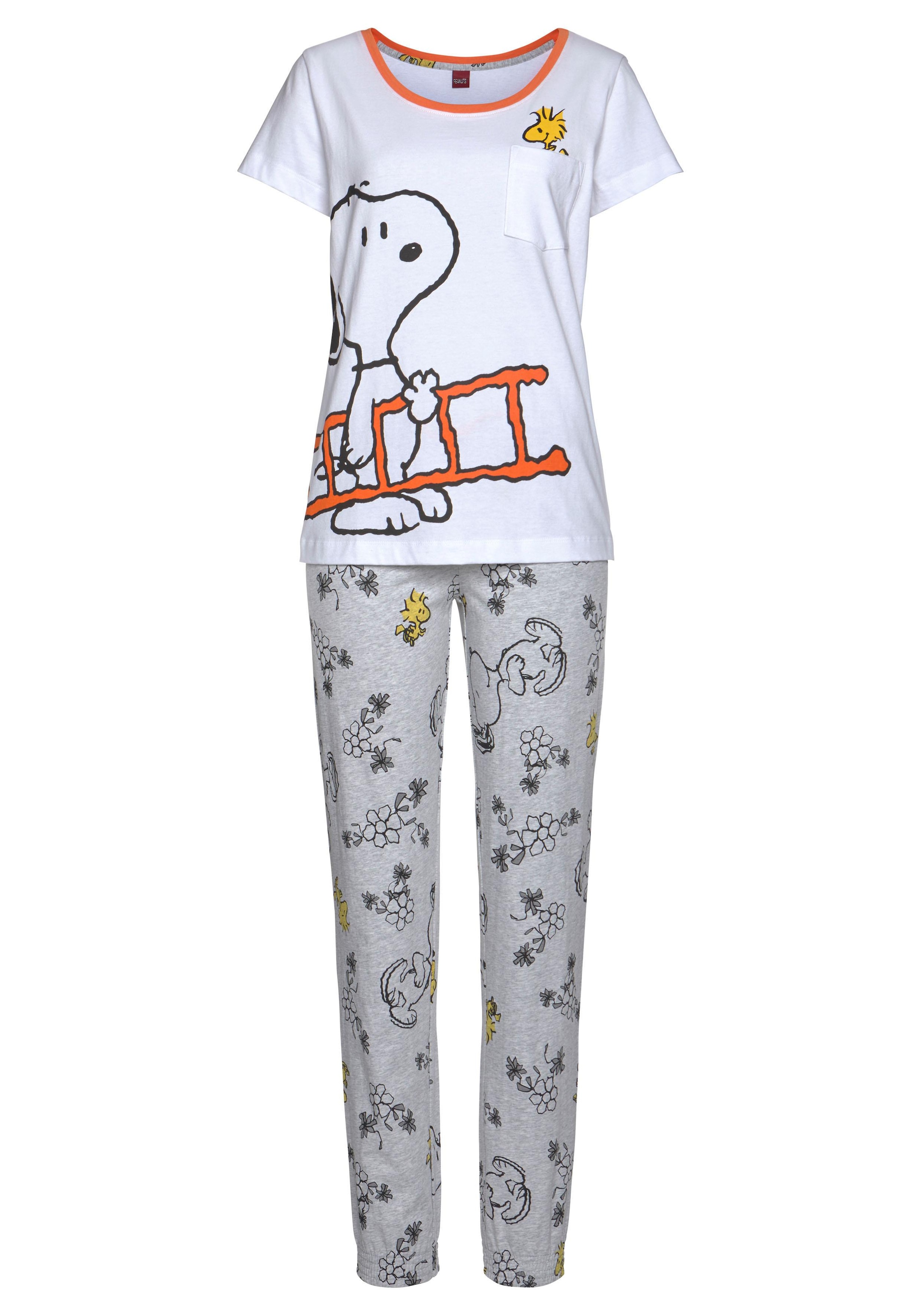 Peanuts Pyjama Set, 2-teilig, 2 tlg. mit Snoopy und Woodstock Druck