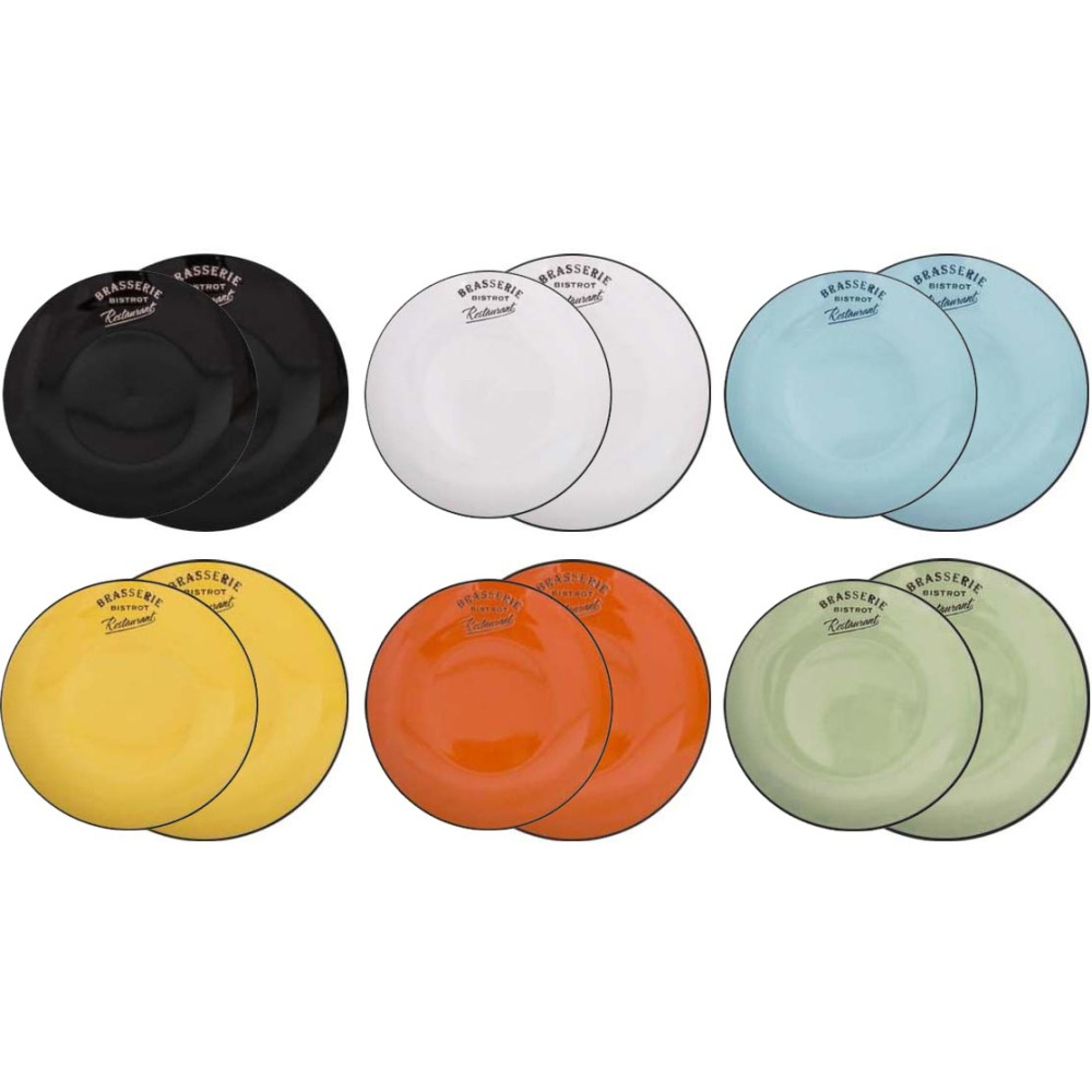 Assiettes colorées brasserie bistrot (lot de 12)