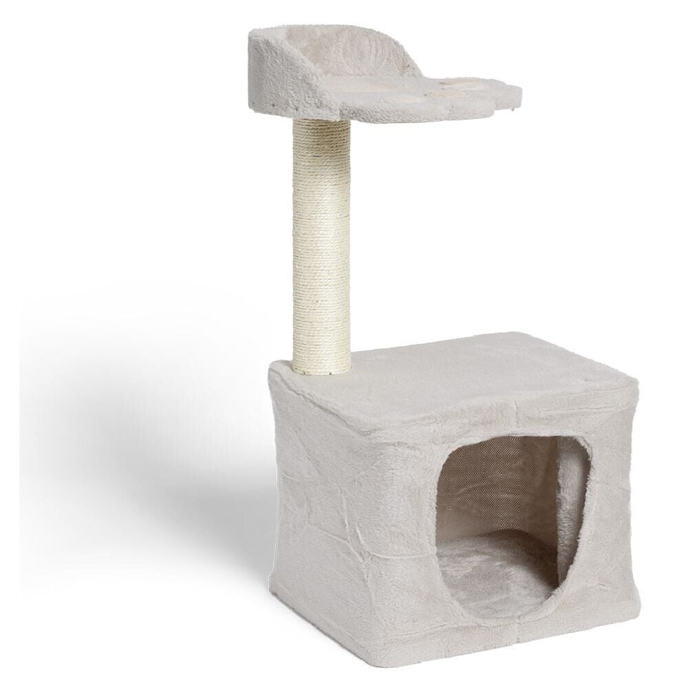 Arbre à chat 1 griffoir 2 couchages beige 30x35xH65cm