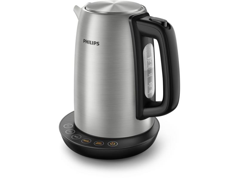 Philips Wasserkocher Avance 1.7 l, Silber Wasserkocher mit Temperaturregler