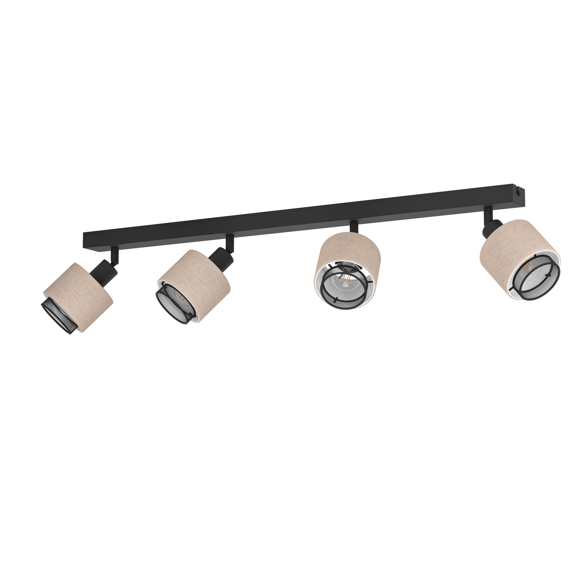 EGLO Retrofit Deckenlampe mit 4 Spots ROSLEY schwarz /naturfarbig