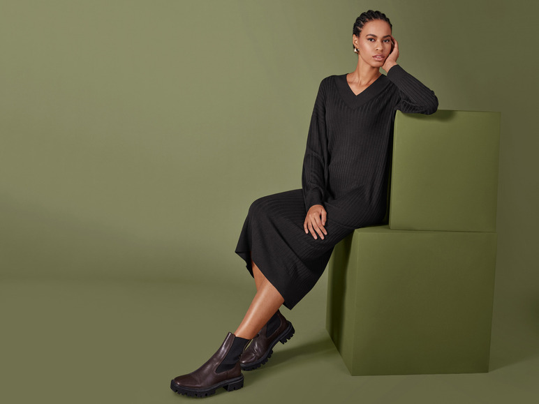 Dames midi-gebreide jurk