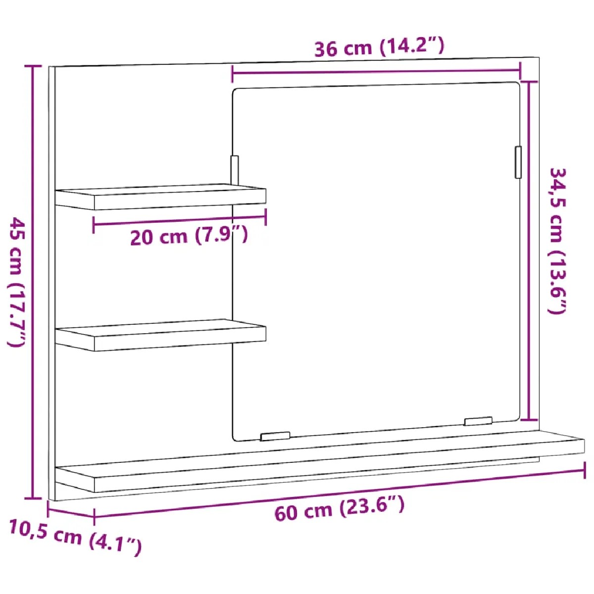vidaXL Armoire à miroir 60x10.5x45 cm - Chêne Artisanal
