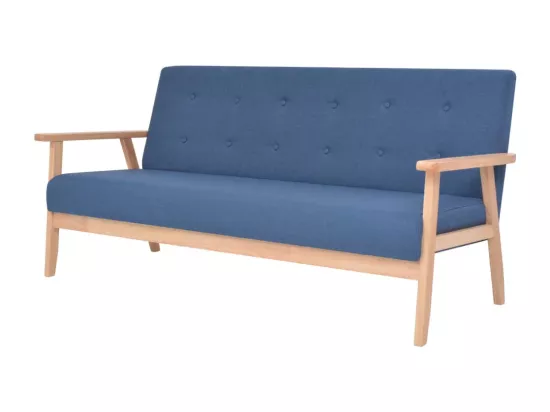 NETTLIFE Ensemble de canapé 2 pcs Tissu bleu