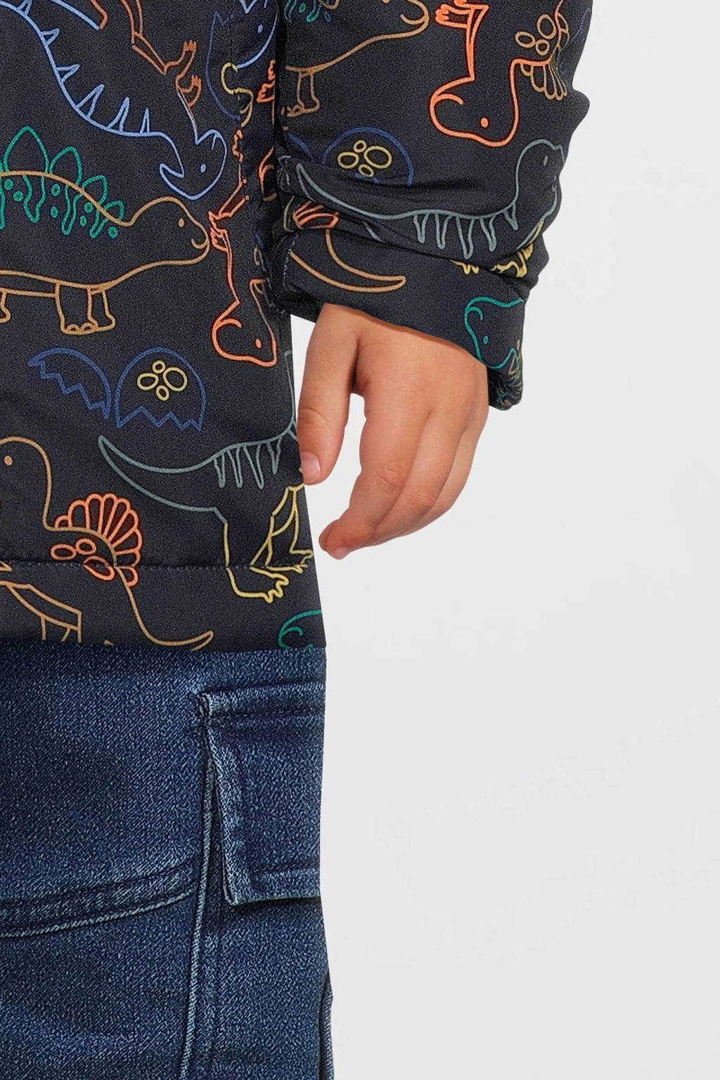 NAME IT winterjas NMMMAX met all over print donkerblauw/multicolor