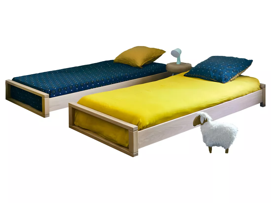 Lit gigogne 90x190 cm bois massif bois POKA