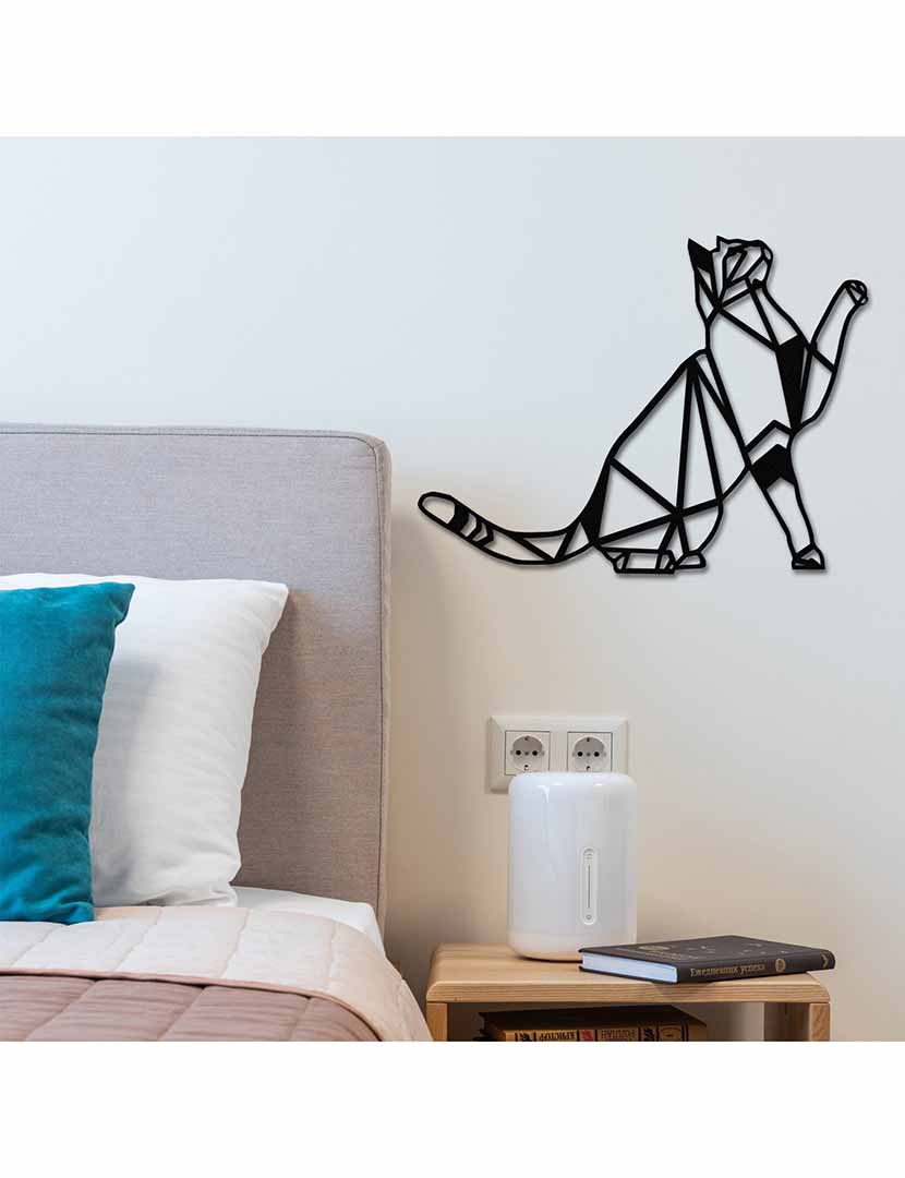 Geometric Cat Metal Wall Décor