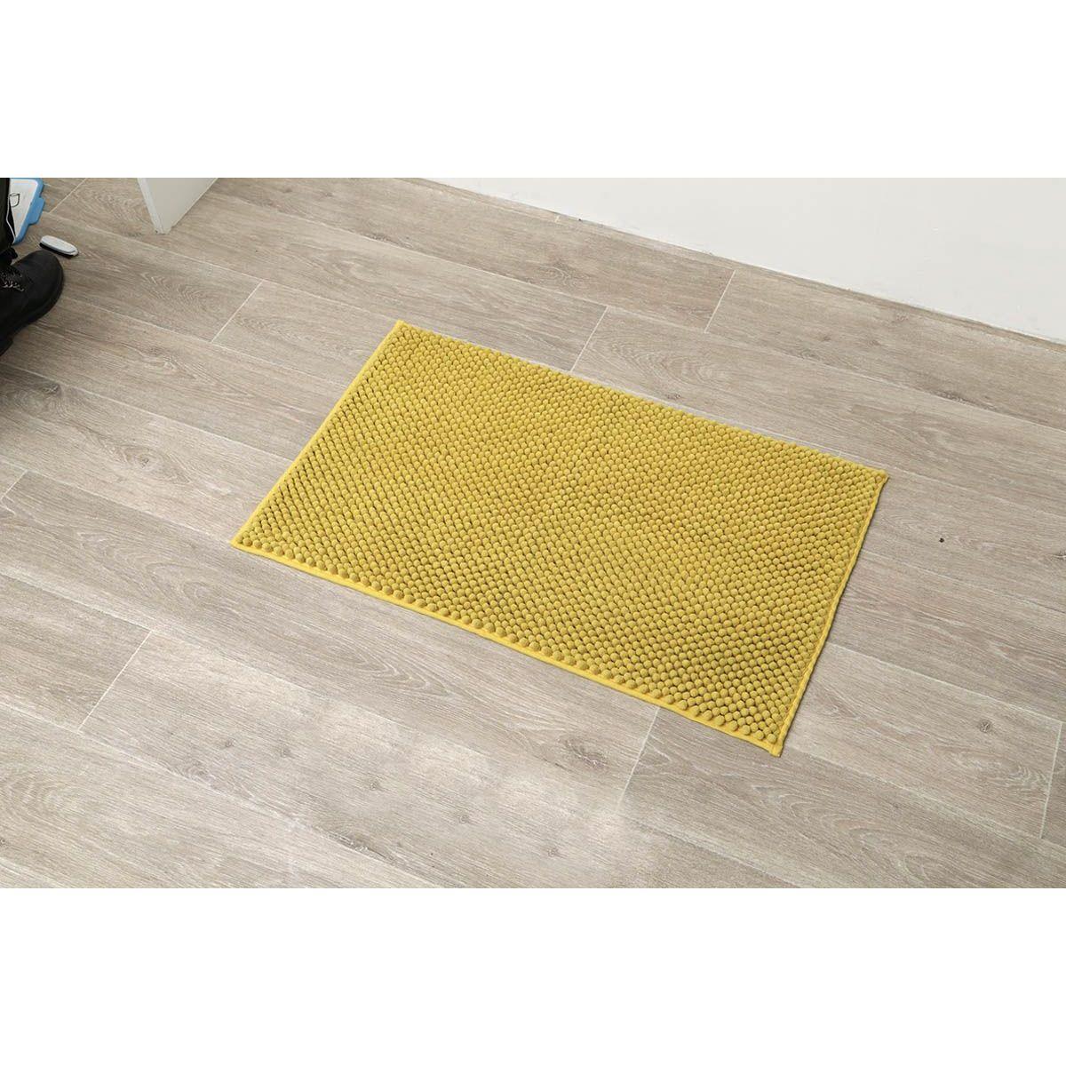 TAPIS MICROFIBRE BOULES 50X80CM MOUTARDE