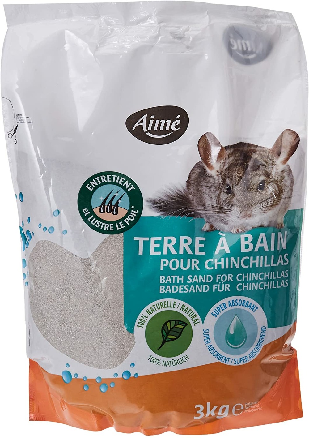 Fond de cage terre à bain chinchilla 3 kg