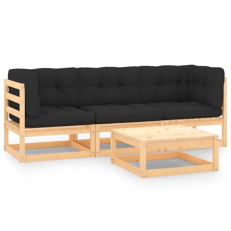 vidaXL - Loungeset - Antraciet - Grenenhout - 4 stuks