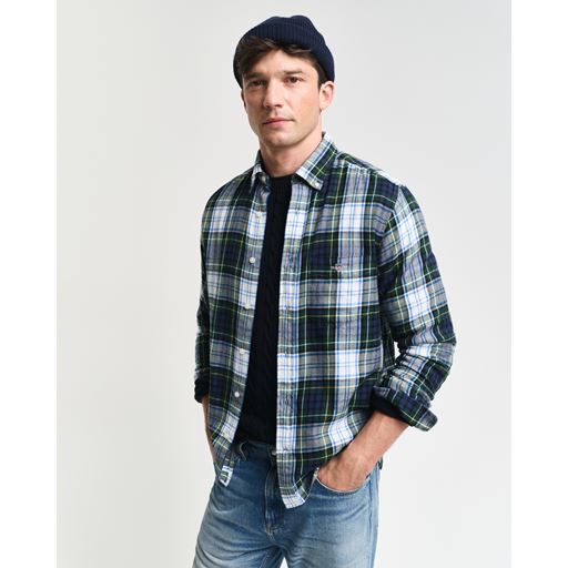 GANT Checked Flannel Skjorte, Tartan Green, XL
