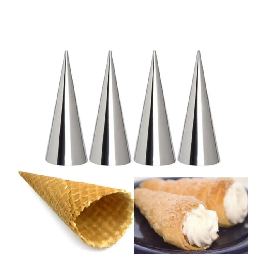 (5er Set) Edelstahl Waffelhörnchen Cornet Form Cannoli Waffelkegel Dessert Horn Schillerlocken Gebäck Kegel zum Backen