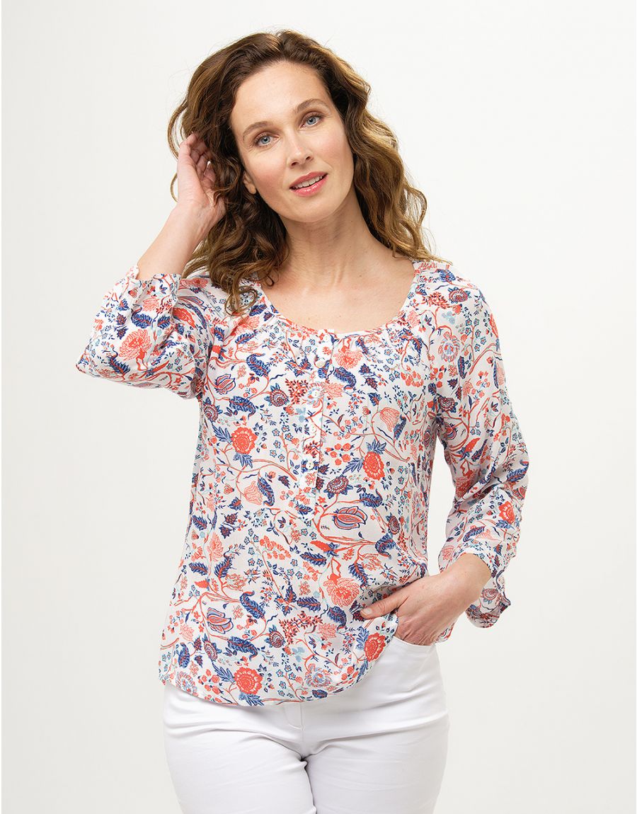 Blouse blanche fleurie