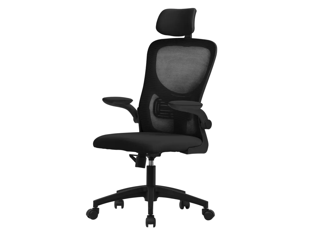 Chaise de bureau gaming ergonomique noir pivotant en maille appui-tête réglable