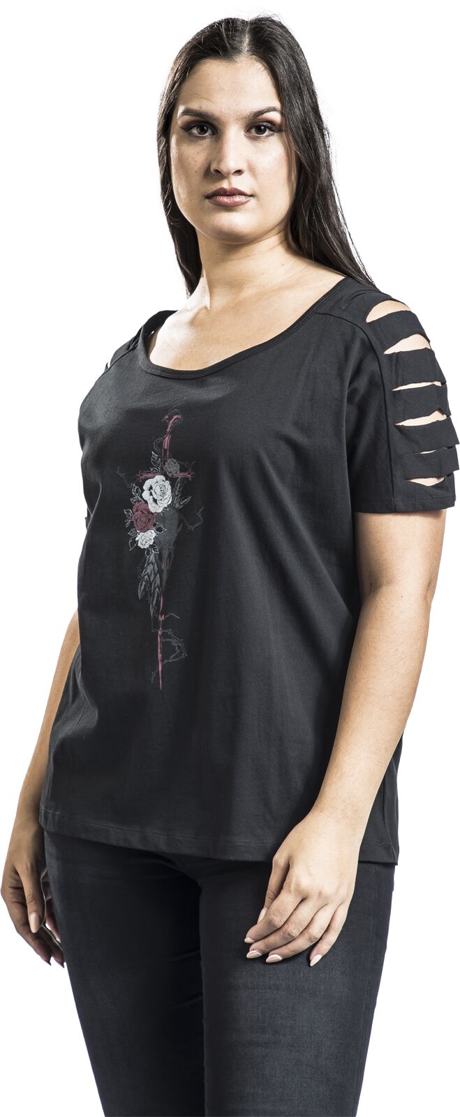 T-shirt avec Découpes | Black Premium by EMP T-Shirt Manches courtes