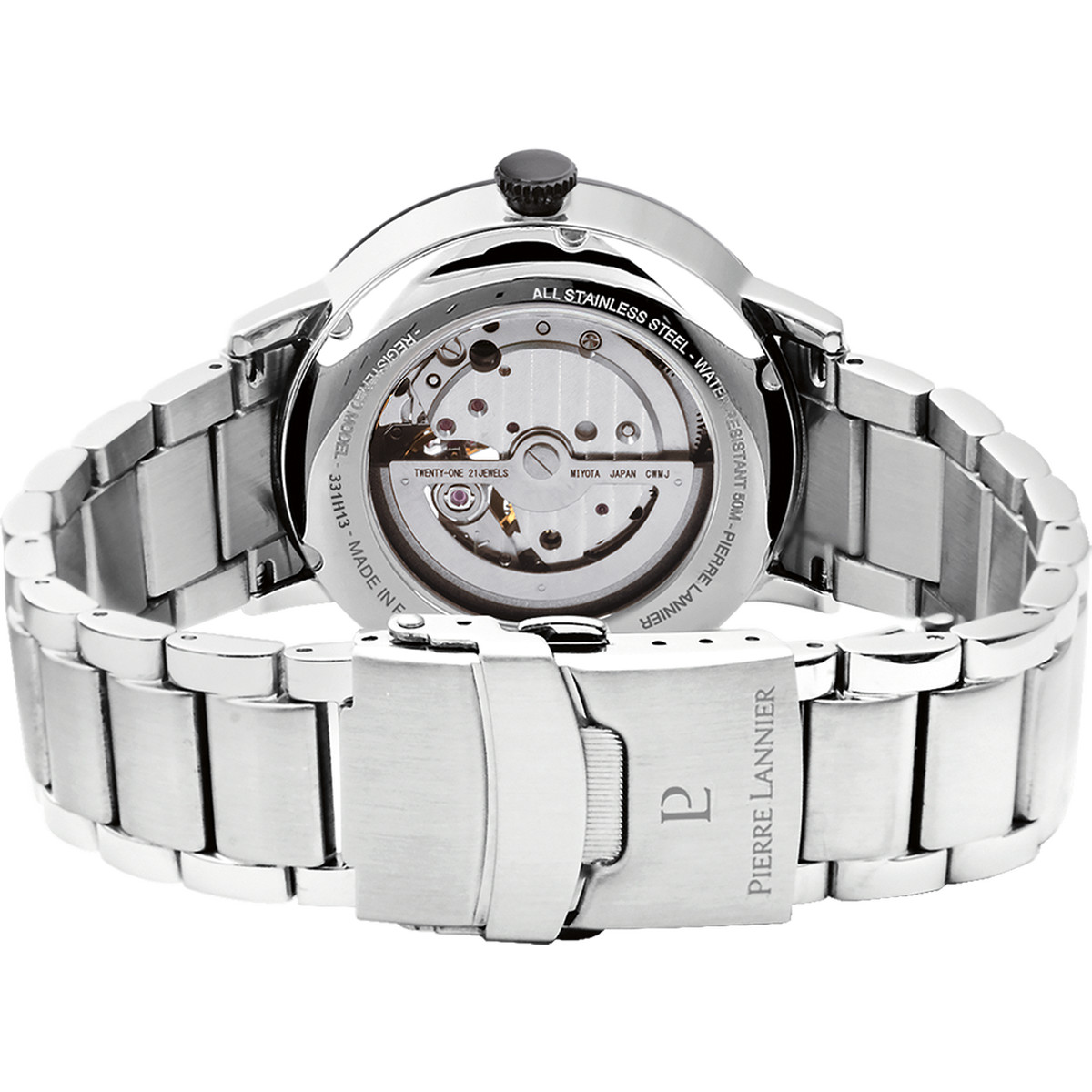 Montre PIERRE LANNIER trio homme automatique, bracelet acier argent
