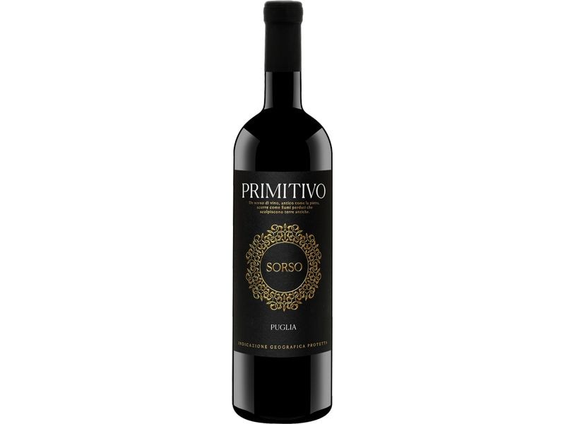 Vinicola Mediterrane Sorso Primitivo Puglia IGP 0.75 l Intensiver, herb-fruchtiger Rotwein aus Italien