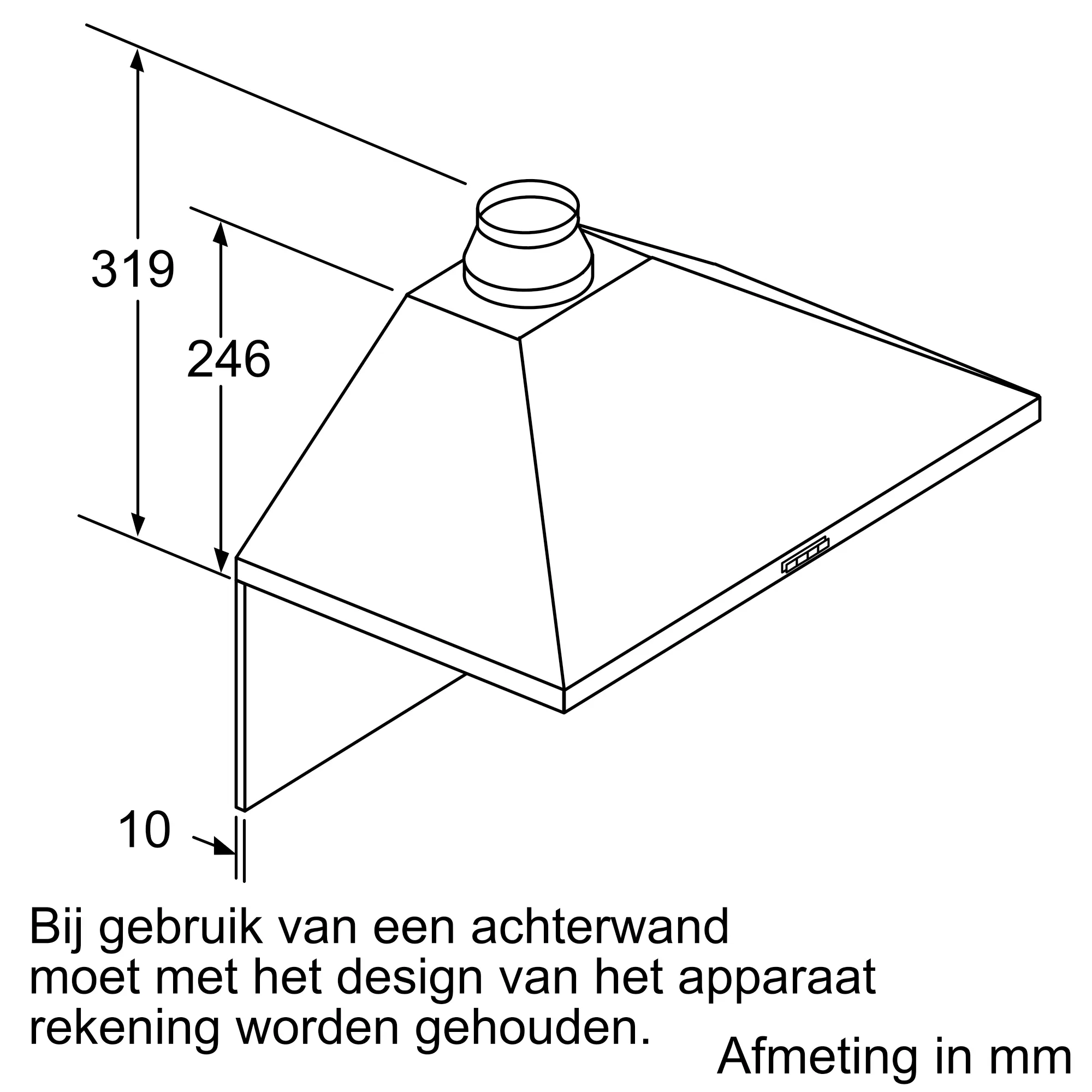 Serie 2 Wandschouwkap 90 cm Roestvrij staal