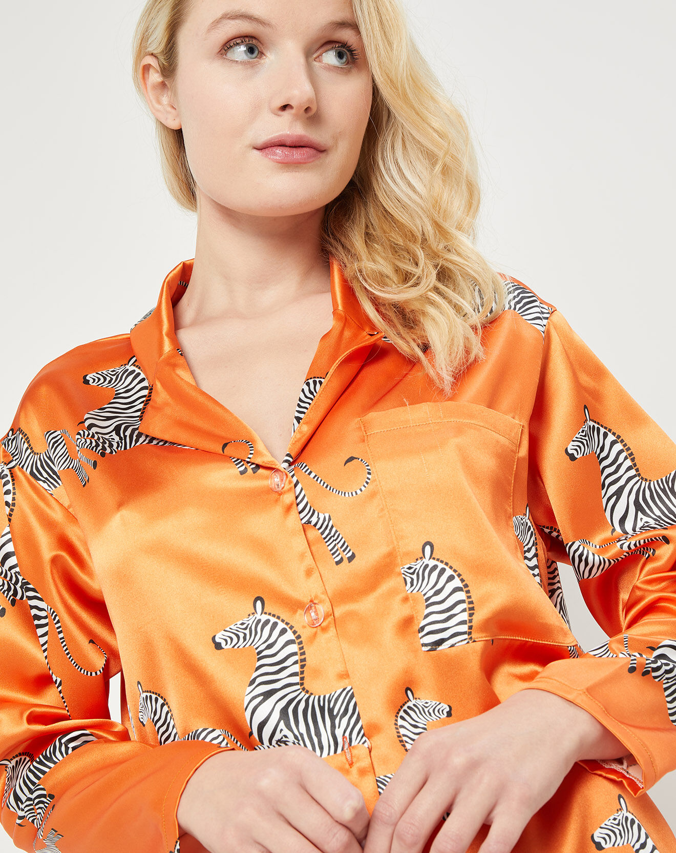 Quartier Latin Pyjama satiné Clara imprimé orange